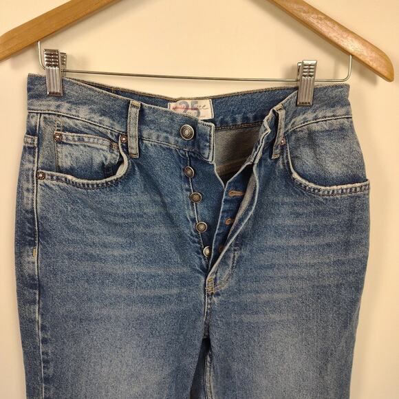 Free People We The Free Jeans Womens 25 Blue High Rise Button Fly Vintage Wash - Picture 5 of 14